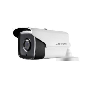 Caméra de surveillance Hikvision avec capteur CMOS de 5 MP, résolution maximale de 2560 x 1944, et plage IR de 40 m, idéale pour une surveillance de haute qualité dans diverses conditions d'éclairage.