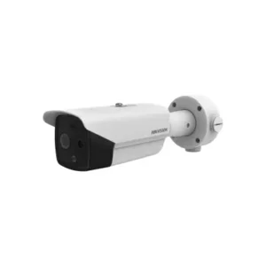 Caméra thermique Hikvision DS-2TD2617B-3/PA pour la surveillance de la température avec une précision de ±0,5°C, idéale pour les applications de contrôle de la température dans des lieux publics, avec alarmes audio et détection de température en temps réel.