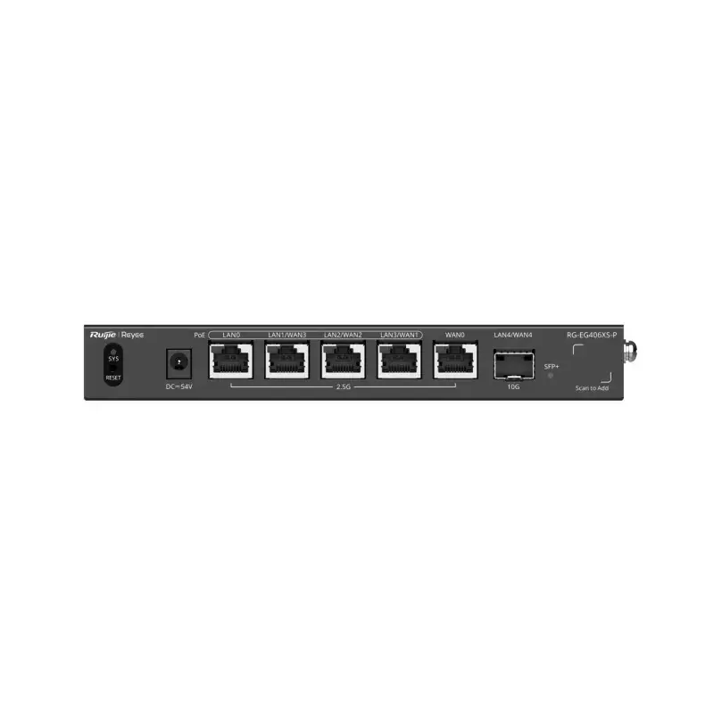 Distributeur Officiel Ruijie RG-EG406XS-P - Gateway 10G PoE Gateway Ruijie Reyee RG-EG406XS-P 10G avec ports PoE+ certifié chez votre distributeur officiel.